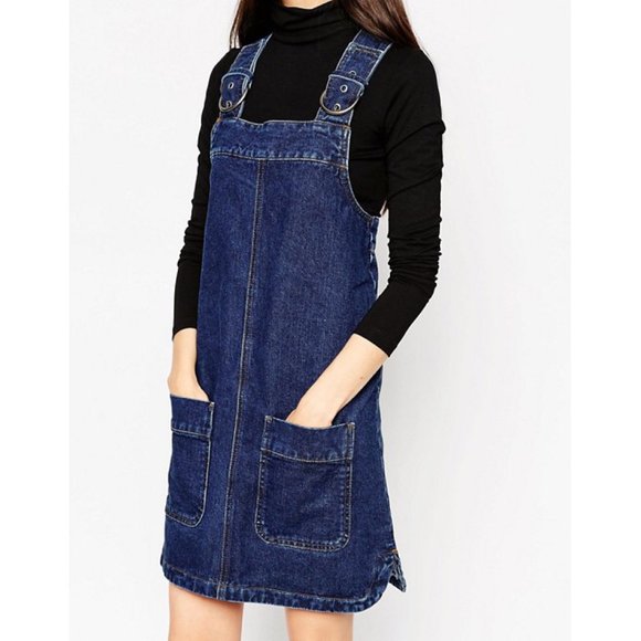 dark blue pinafore dress